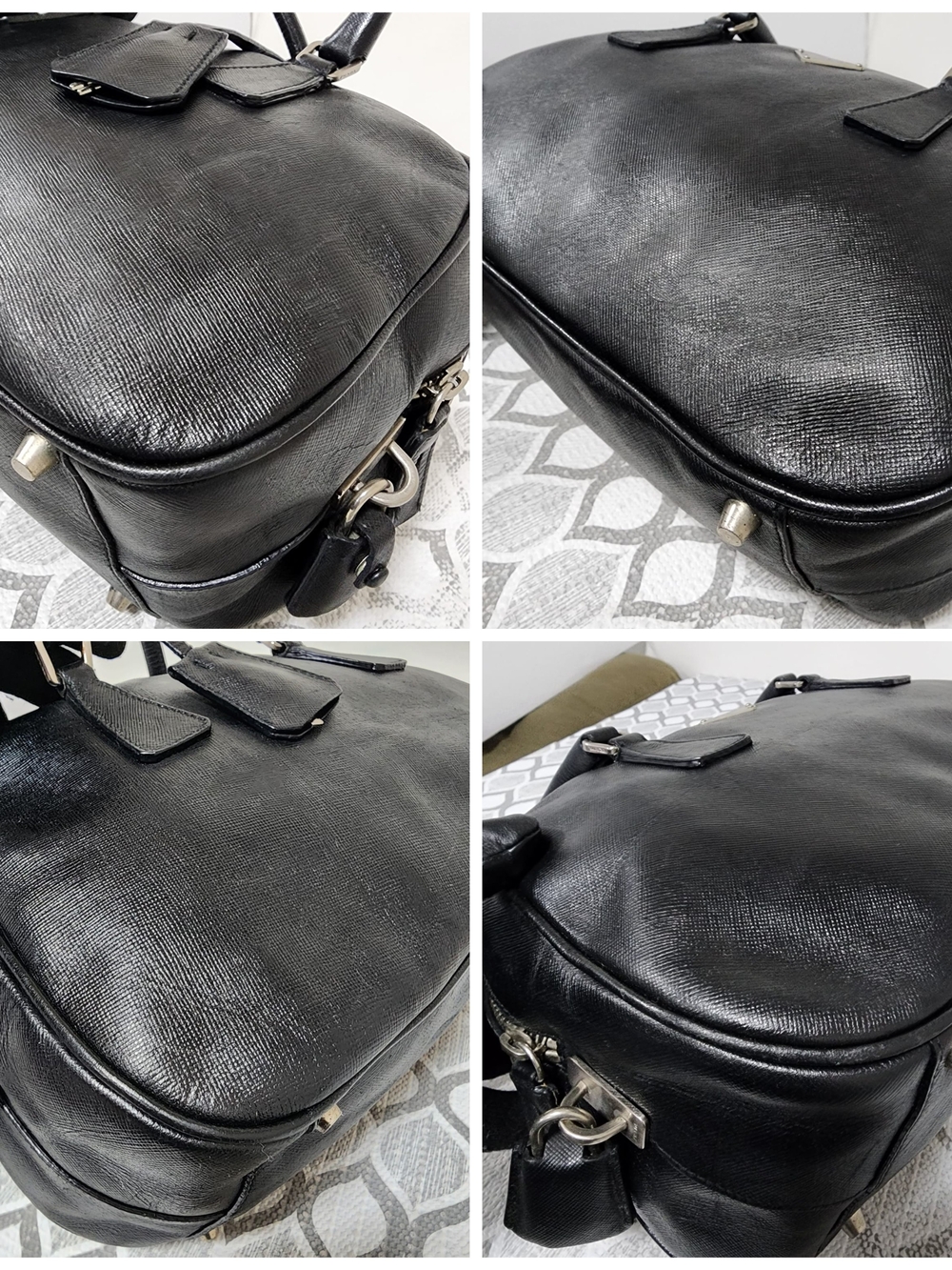 Prada Saffiano Lux Bauletto Shoulder Bag Black - Picture 11 of 12